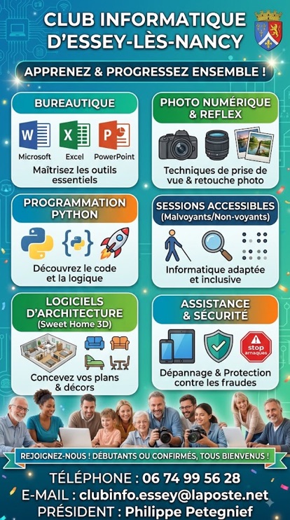 Affiche présentant les activités du club