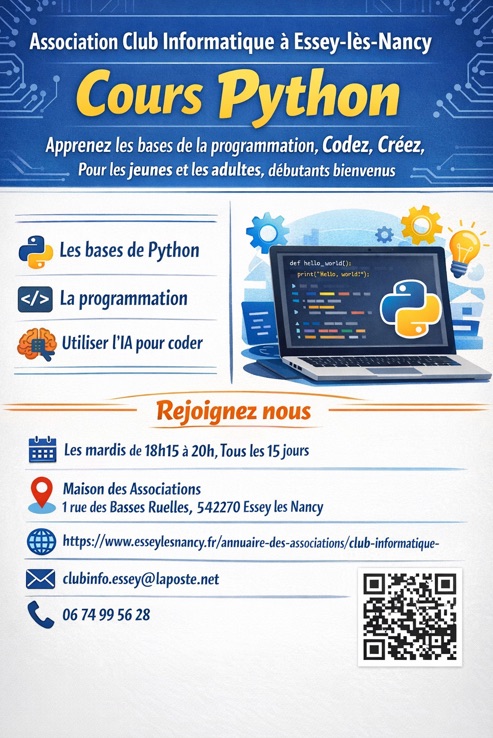 Affiche du cours de programmation Python